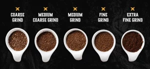 Coffee grind size comparison from coarse to fine for extraction control