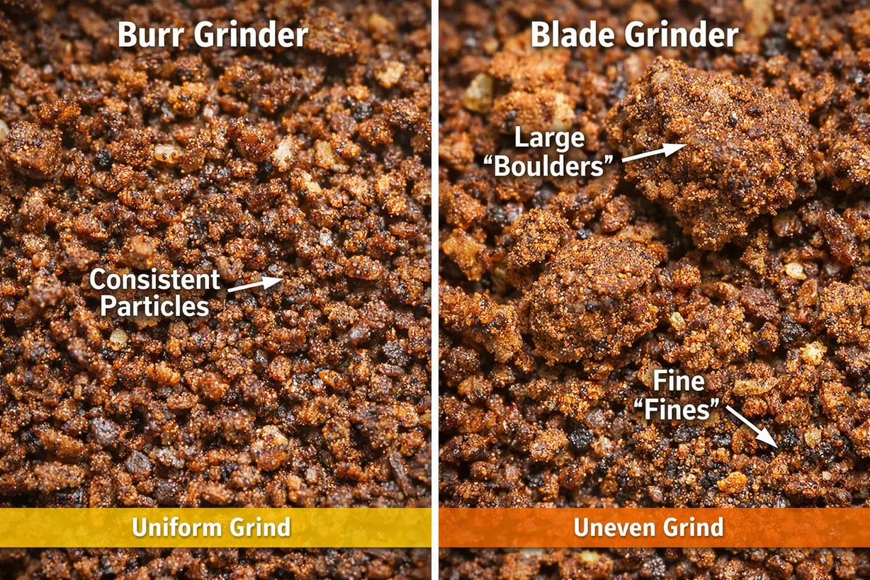 do you need a burr grinder for espresso particle distribution comparison