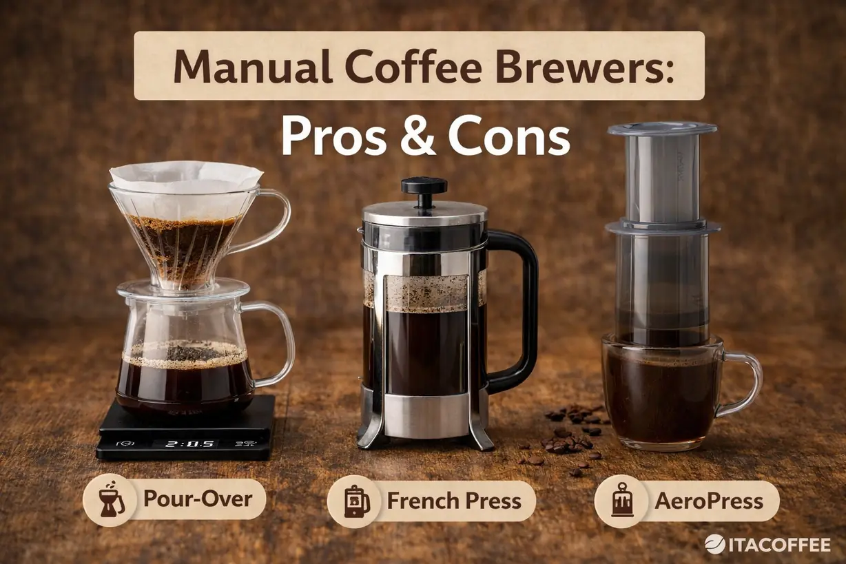 manual coffee brewers pros and cons comparison pour over french press aeropress methods