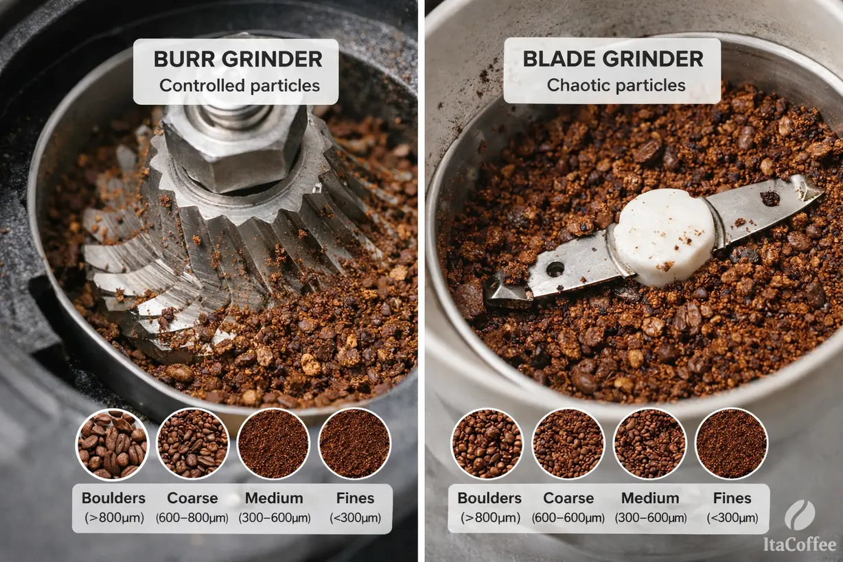 Best Budget Coffee Grinders burr vs blade comparison particle distribution