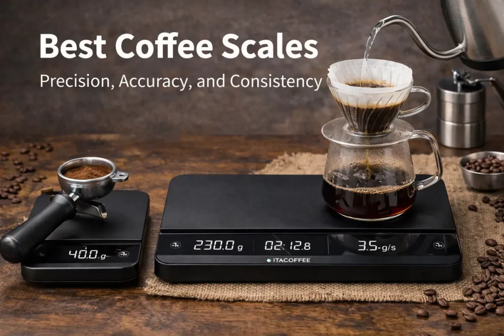 best coffee scales comparison for espresso pour over and precision brewing setup