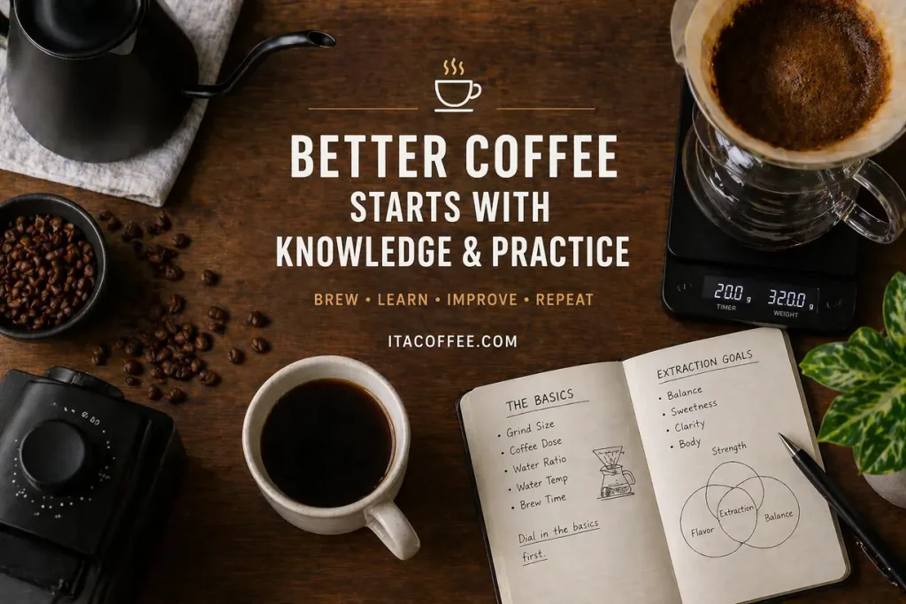 home coffee setup with scale grinder pour over brewer illustrating extraction control and workflow consistency