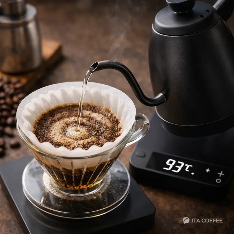 electric gooseneck kettle with temperature control for pour over
